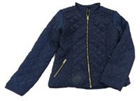 Tmavomodrá šusťáková prošívaná zateplená bunda H&M