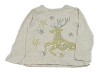 Béžové melírované tričko s jeleňom Peacocks