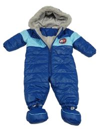 Tmavomodro-tyrkysová šusťáková zimní kombinéza s kapucí Liegelin