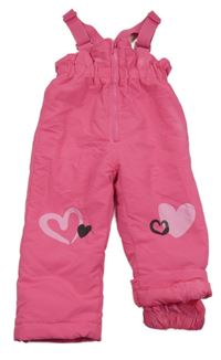 Zářivě růžové šusťákové laclové oteplovačky se srdíčky 