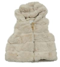 Béžová kožušinová zateplená vesta s kapucňou Primark