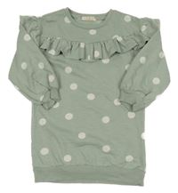 Zelenošedá dlouhá mikina s puntíky a volánky Jesicca Simpson