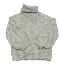 Sivo-strieborný rebrovaný sveter s rolákom Primark