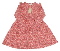 Nové - Červené květované šaty s volánky Leight Tucker