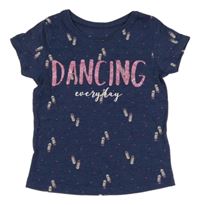 Tmavomodré tričko s piškoty a nápisem Primark