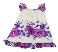 Smotanové ľahké šaty s kvetmi