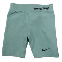 Zelenošedé sportovní legínové kraťasy s logem Nike
