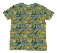 Khaki tričko s dinosaurami Alana
