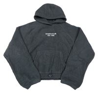 Sivá fleecová crop oversize mikina s nápisom a kapucňou Primark