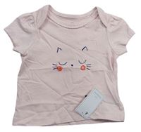 Svetloružové tričko s mačičkou zn. Mothercare