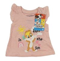 Svetloružové tričko s Lolou Bunny a volánikmi sinsay