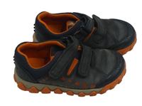 Tmavošedo/tmavomodro/oranžové koženkové topánky Clarks vel. 27