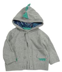 Sivý melírovaný prepínaci sveter s kapucňou s ostny Mothercare