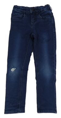Tmavomodré skinny fit teplákové rifle HEMA