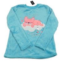 Nové - azurová plyšová pyžamová mikina s psíkom zn. St. Bernard