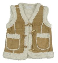 Hnedá semišová zateplená vesta nowOn