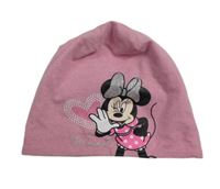 Ružová melírovaná obojstranná čapica s Minnie Disney