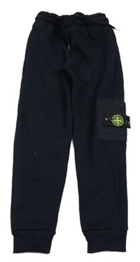 Černé teplé tepláky s kapsou 