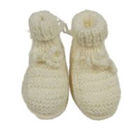 Nové - smetanové pletené bačkory s mašlí vel. 15