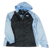 Čierno-svetlomodrá šušťáková funkčná jarná bunda so srdiečkami a kapucňou crivit