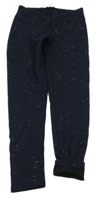 Tmavomodré třpytivé teplákové zateplené legíny YIGGA