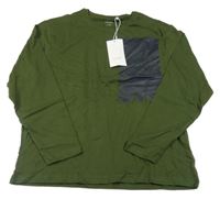 Nové - tmavokhaki triko s potiskem s nápisy name it.