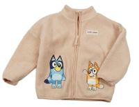 Svetloružová huňatá podšitá bunda s pejsky - Blue a Bingo Tu