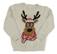 Smotanový sveter so sobom H&M