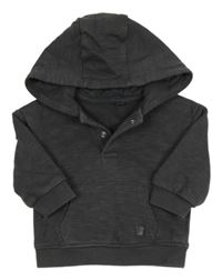 Tmavosivá melírovaná mikina s vreckom a kapucňou Tu