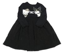 Čierno-zlaté šaty s Kitty a tylem PRIMARK