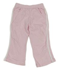 Svetloružové tepláky s bielymi pruhmi TU