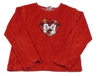 Červená zamatová mikina s Minnie a Mickey Disney