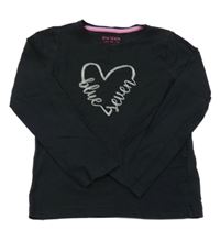 Čierne tričko so srdiečkom s nápismi BLUE SEVEN