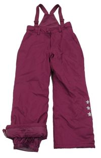 Vínové šusťákové zimní oteplovačky s hvězdičkami a kšandami Topolino