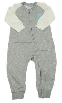 Sivo-biela melírovaná tepláková tepláková kombinéza s písmenkom lupilu