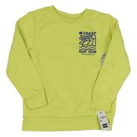 Nové - limetková mikina s palmou a sluncem a nápismi St. Bernard