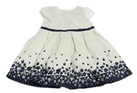 Bielo-tmavomodré vzorované šaty s kvietkami Mothercare