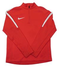 Červeno-bílá funkční sportovní mikina s logem Nike