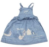 Modrá ľahká rifľová sukňa s domečky a trakami George