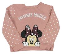 Ružová bodkovaná mikina s Minnie s flitrami Disney