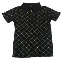 Černé kárované polo tričko River Island