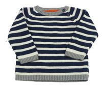 Tmavomodro-biely pruhovaný sveter H&M
