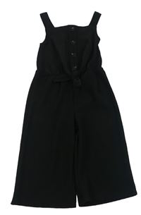 Černý žebrovaný culottes overal s knoflíky Primark