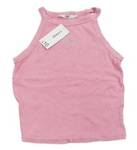 Ružový rebrovaný crop top so srdcem z kamínků George