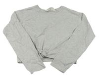 Sivé melírované crop tričko s uzlom H&M