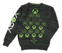 Tmavošedo-čierny melírovaný sveter s logy X-Box Primark