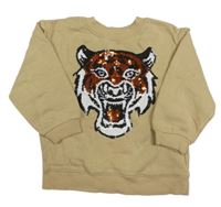 Piesková á mikina s tygrem z překlápěcích flitrů H&M