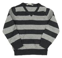 Antracitovo-sivý melírovaný pruhovaný sveter H&M