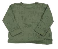 Khaki mikina s medveďmi a stromky zn. George