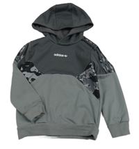 Tmavošedo-sivá mikina s logom a kapucňou zn. Adidas